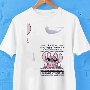 Stitch I Am A Grumpy Woman Iam Who I Am I Have Anger Issues Shirt