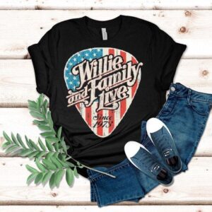 Willie Nelson Willie And Family Live Since 1973 Guitar Pick Logo Shirt