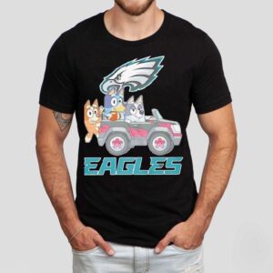 Bluey Characters Driving Philadelphia Eagles Logo Shirt