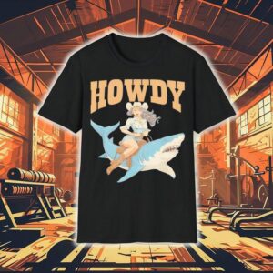Cowgirl Riding Shark Rodeo Shirt