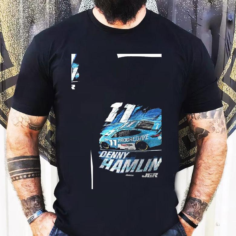 Denny Hamlin 11 Progressive Car Racing Shirt Denny Hamlin 11 Progressive Car Racing Shirt