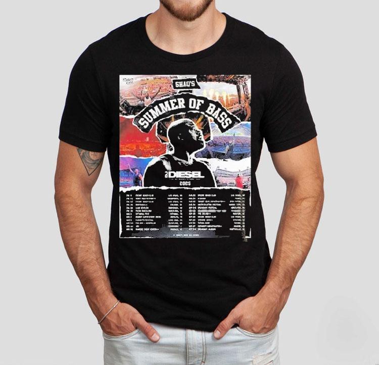 Dj Diesel Summer Of Bass Tour 2025 Dates With Shaquille O’neal Performing Live Worldwide Featuring Collage Festival Shirt Dj Diesel Summer Of Bass Tour 2025 Dates With Shaquille O’neal Performing Live Worldwide Featuring Collage Festival Shirt