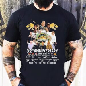 Jurassic World 32nd Anniversary 1993-2025 Thank You For The Memories Signatures Shirt