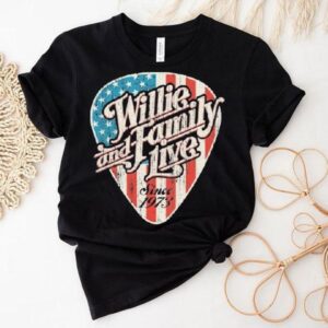 Willie Nelson Willie And Family Live Since 1973 Guitar Pick Logo Shirt