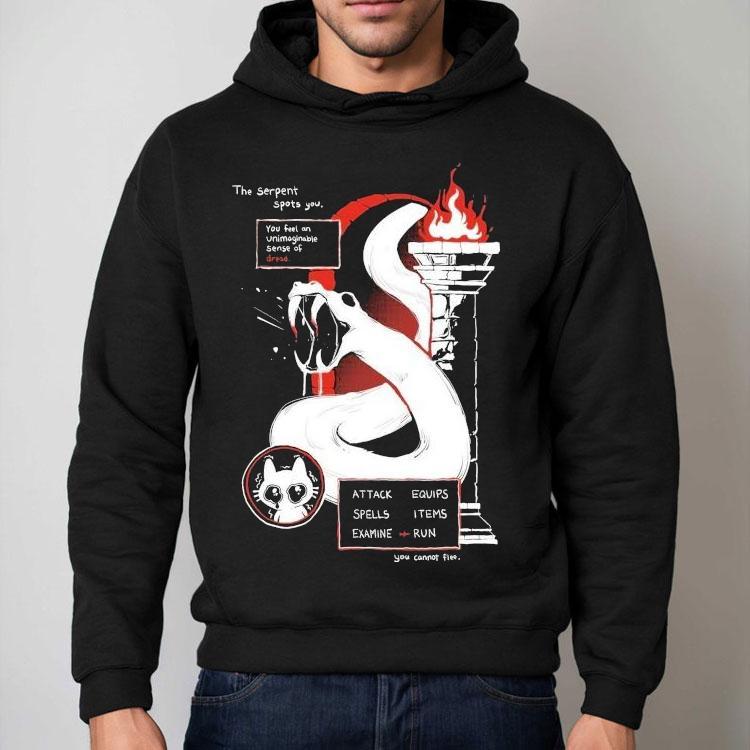 Bandage Brigade The Serpent Sports You You Feel An Unimaginable Sense Dread Attack Equips Spells Items Examine Run Dungeon Shirt Bandage Brigade The Serpent Sports You You Feel An Unimaginable Sense Dread Attack Equips Spells Items Examine Run Dungeon Shirt