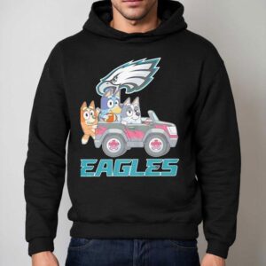 Bluey Characters Driving Philadelphia Eagles Logo Shirt 2 Bluey Characters Driving Philadelphia Eagles Logo Hoodie