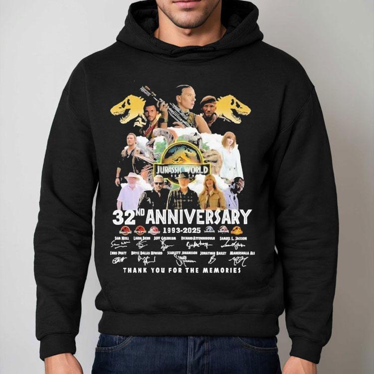 Jurassic World 32nd Anniversary 1993-2025 Thank You For The Memories Signatures Shirt Jurassic World 32nd Anniversary 1993-2025 Thank You For The Memories Signatures Shirt