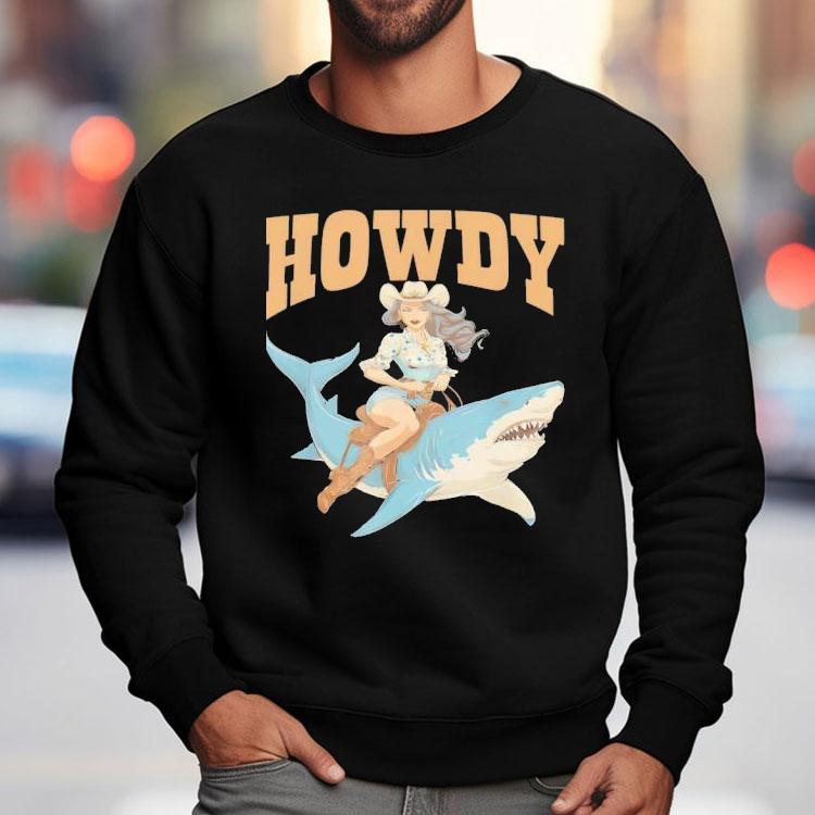 Cowgirl Riding Shark Rodeo Shirt Cowgirl Riding Shark Rodeo Shirt