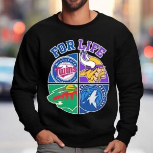 For Life Minnesota Vikings Twins Timberwolves And Wild Circle Logos Shirt 3 For Life Minnesota Vikings Twins Timberwolves And Wild Circle Logos Sweatshirt