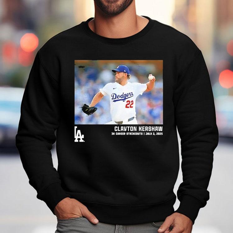 Los Angeles Dodgers Clayton Kershaw Black 3k Career Strikeouts Shirt Los Angeles Dodgers Clayton Kershaw Black 3k Career Strikeouts Shirt