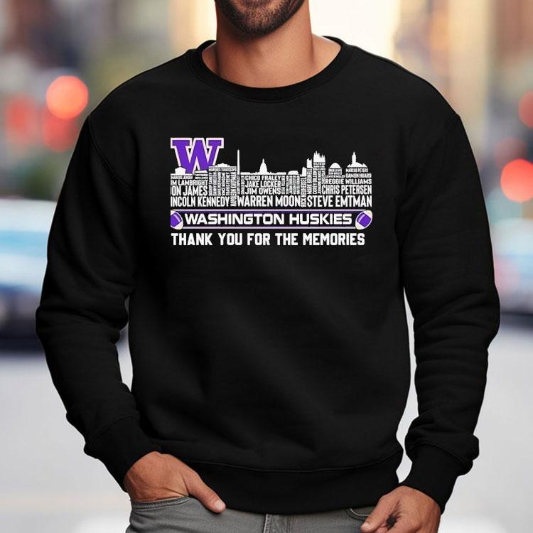 Washington Huskies City Skyline All Names Of Legend Thank You For The Memories Shirt Washington Huskies City Skyline All Names Of Legend Thank You For The Memories Shirt