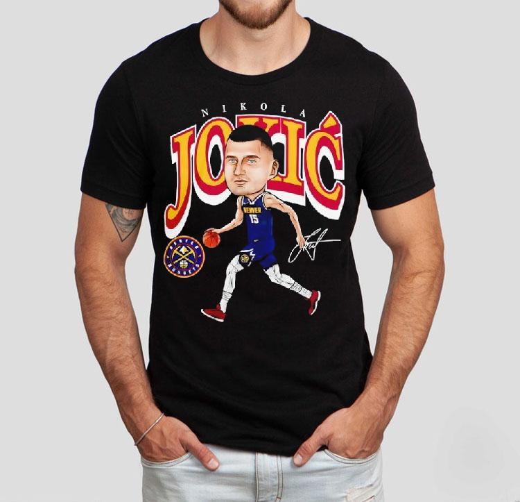 Nikola Jokic Denver Nuggets Basketball Cartoon Signature Shirt Nikola Jokic Denver Nuggets Basketball Cartoon Signature Shirt