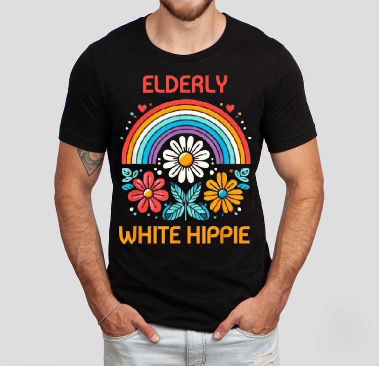 Elderly White Hippie Rainbow Shirt Elderly White Hippie Rainbow Shirt