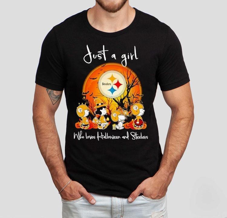 Peanuts Just A Girl Who Loves Halloween And Pittsburgh Slers Shirt Peanuts Just A Girl Who Loves Halloween And Pittsburgh Slers Shirt