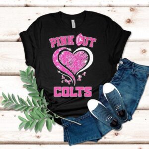 Pink Out Indianapolis Colts Football Heart Awareness Tshirt