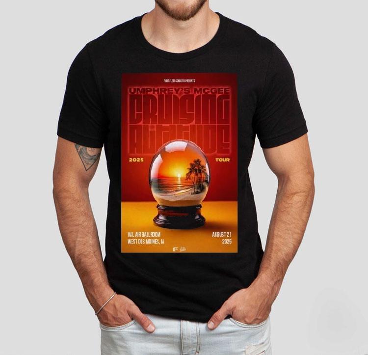 Umphrey’s Mcgee Aug 21 2025 Tour West Des Moines Globe Shirt Umphrey’s Mcgee Aug 21 2025 Tour West Des Moines Globe Shirt