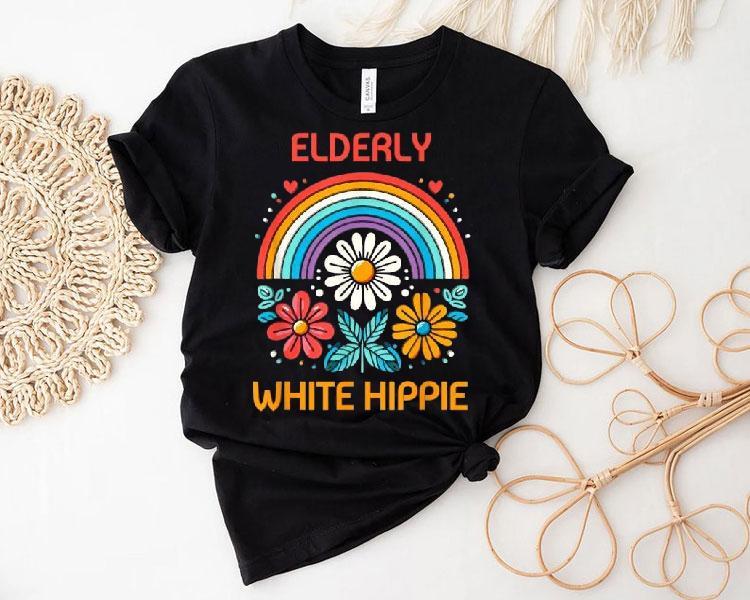 Elderly White Hippie Rainbow Shirt Elderly White Hippie Rainbow Shirt