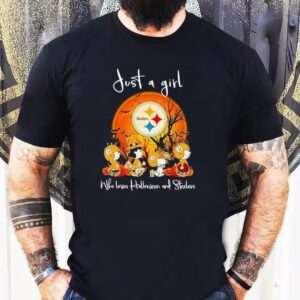 Peanuts Just A Girl Who Loves Halloween And Pittsburgh Slers Shirt