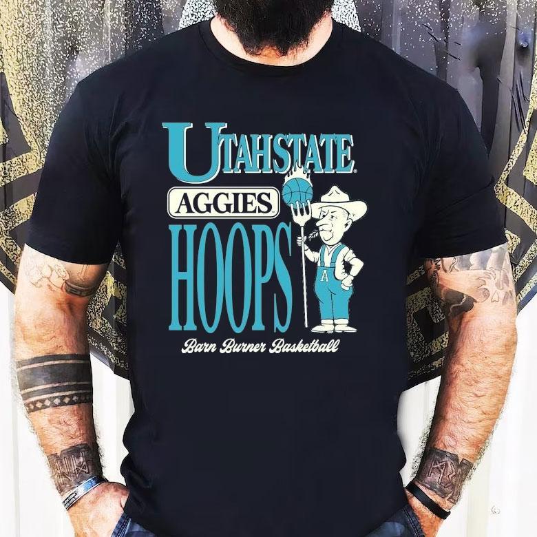 Utah State Aggies Barn Burner Farmer Hoops Shirt Utah State Aggies Barn Burner Farmer Hoops Shirt
