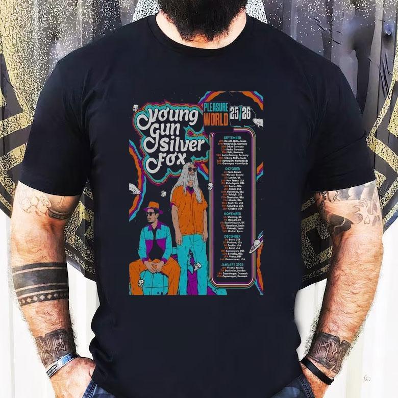 Young Gun Silver Fox Pleasure World Fall Tour 2026 Dates Shirt Young Gun Silver Fox Pleasure World Fall Tour 2026 Dates Shirt