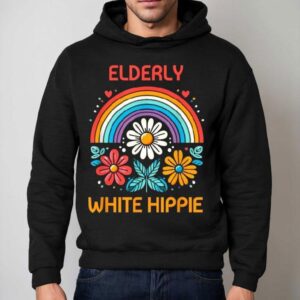 Elderly White Hippie Rainbow Shirt 2 Elderly White Hippie Rainbow Hoodie