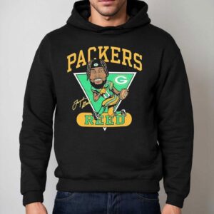 Jayden Reed Green Bay Packers Football Signature Cartoon Shirt 2 Jayden Reed Green Bay Packers Football Signature Cartoon Hoodie