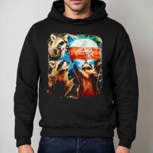 Raccoon With Dr Pepper Under Moon Hoodie