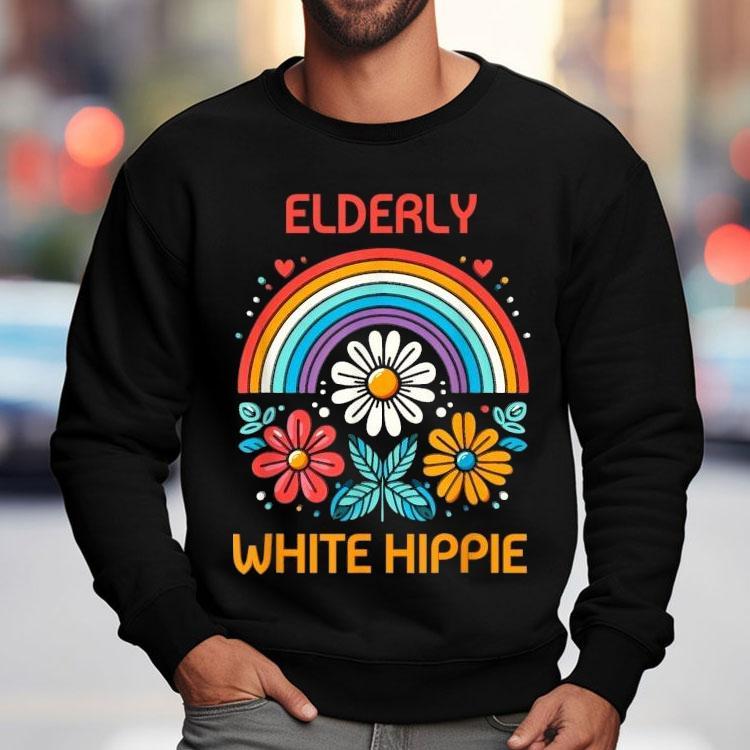 Elderly White Hippie Rainbow Shirt Elderly White Hippie Rainbow Shirt