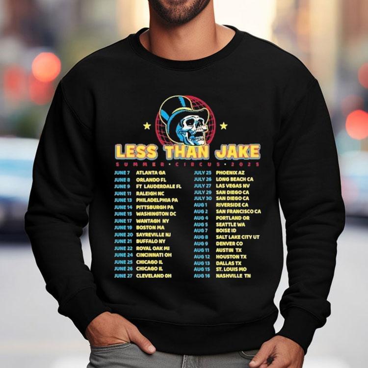 Less Than Jake Summer Circus 2025 Tour Dates Skull Globe Shirt Less Than Jake Summer Circus 2025 Tour Dates Skull Globe Shirt