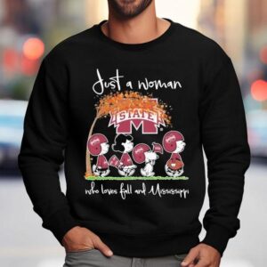 Snoopy The Peanuts Mississippi State Bulldogs Just A Woman Who Loves Fall And Mississippi Shirt 3 Snoopy The Peanuts Mississippi State Bulldogs Just A Woman Who Loves Fall And Mississippi Sweatshirt