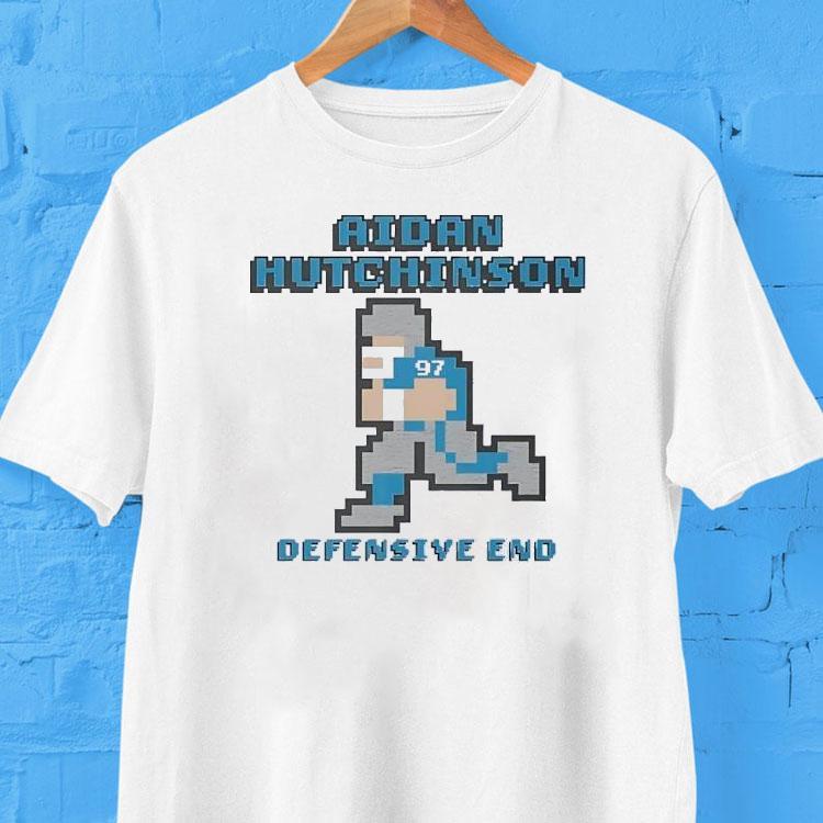 Aidan Hutchinson Defensive End Detroit Lions Football Pixel Shirt Aidan Hutchinson Defensive End Detroit Lions Football Pixel Shirt