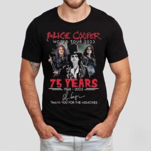 Alice Cooper World Tour 2023 75 Years 1948-2023 Thank You For The Memories Signature Shirt