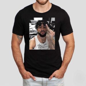 Bad Bunny Middle Finger Photo Signature Shirt Bad Bunny Middle Finger Photo Signature Shirt
