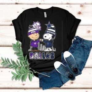 Charlie Brown Tcu Horned Frogs And Snoopy Dallas Cowboys Skyline 2025 Shirt