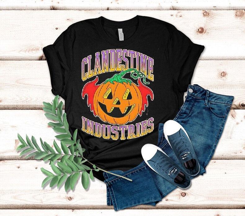 Clandestine Industries Bat Pumpkin Halloween Shirt Clandestine Industries Bat Pumpkin Halloween Shirt