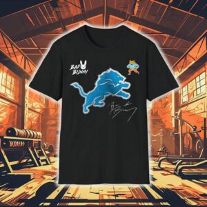 Detroit Lions Bad Bunny 2026 Super Bowl Lx Benito Signature Mascot Shirt Detroit Lions Bad Bunny 2026 Super Bowl Lx Benito Signature Mascot Shirt