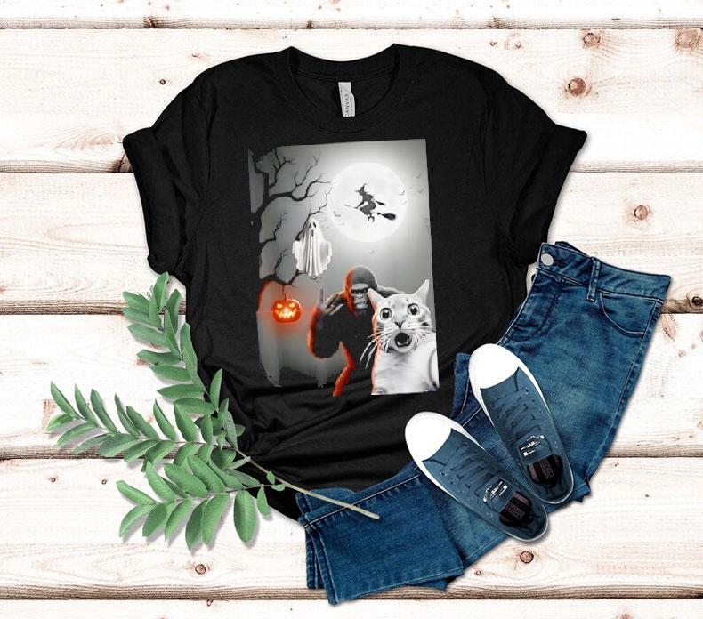 Funny Halloween Spooky Cat Ghost Bigfoot Costume Shirt Funny Halloween Spooky Cat Ghost Bigfoot Costume Shirt