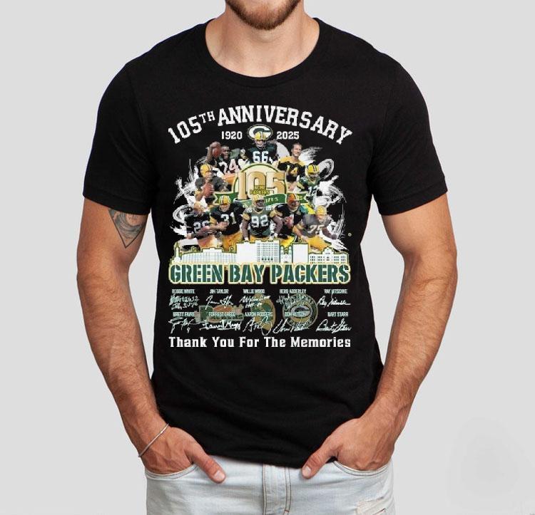 Green Bay Packers 105th Anniversary 1920-2025 Skyline Signatures Thank You For The Memories Shirt Green Bay Packers 105th Anniversary 1920-2025 Skyline Signatures Thank You For The Memories Shirt