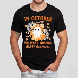 In October We Wear Orange Adhd Awareness Ghost Bow Coquette Shirt