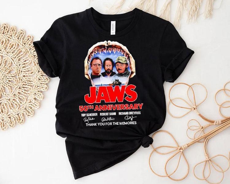 Jaws 50th Anniversary Roy Scheider Robert Shaw Richard Dreyfuss Thank You For The Memories Signatures Shirt Jaws 50th Anniversary Roy Scheider Robert Shaw Richard Dreyfuss Thank You For The Memories Signatures Shirt