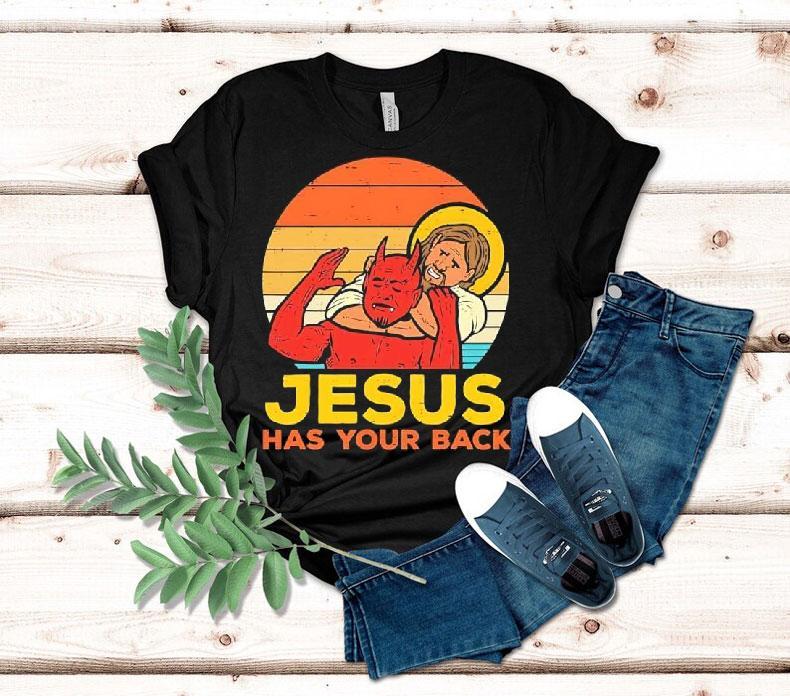 Jesus Has Your Back Santa Devil Vintage Graphic Shirt Jesus Has Your Back Santa Devil Vintage Graphic Shirt