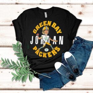 Jordan Love Green Green Bay Packers Caricature Player Shirt Jordan Love Green Green Bay Packers Caricature Player Shirt