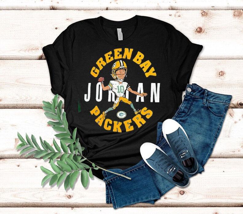 Jordan Love Green Green Bay Packers Caricature Player Shirt Jordan Love Green Green Bay Packers Caricature Player Shirt