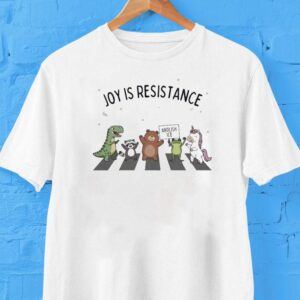 Joy Is Resistance Frog Portland Abolish Ice Anti Fascism Protest Dinosaur Raccoon Bear Unicorn Road Abbey Shirt