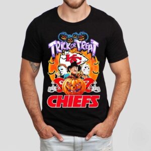 Kansas City Chiefs Michael Myers Freddy Krueger Jason Voorhees Trick Or Treat Halloween Logo Shirt Kansas City Chiefs Michael Myers Freddy Krueger Jason Voorhees Trick Or Treat Halloween Logo Shirt