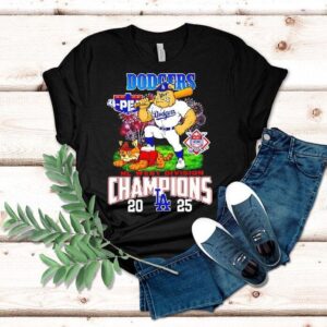 Los Angeles Dodgers 2025 Nl West Division Champions Mascots Bulldog And A Cat Shirt