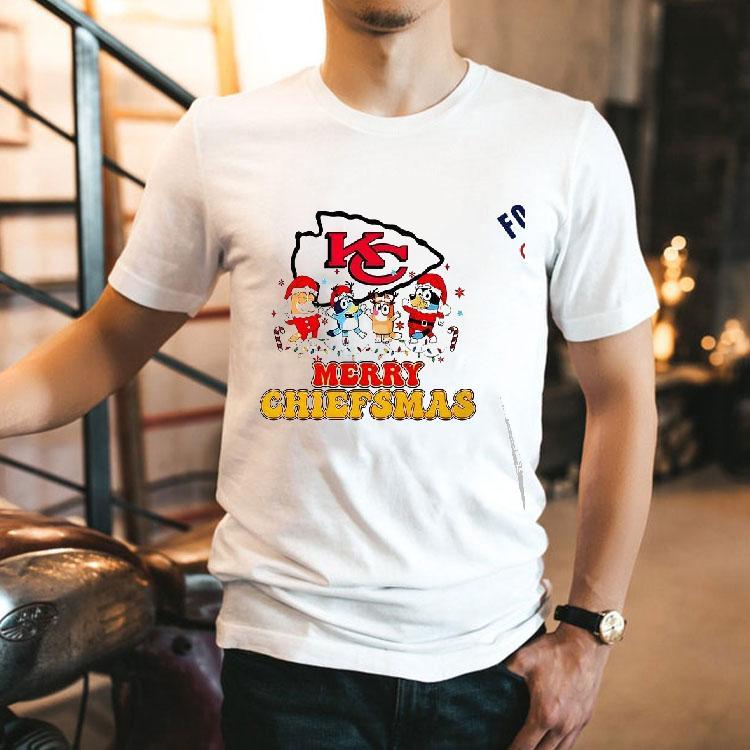 Merry Chiefsmas Kansas City Chiefs Christmas Bluey Cartoon Shirt Merry Chiefsmas Kansas City Chiefs Christmas Bluey Cartoon Shirt