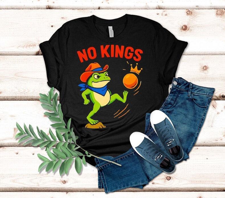 No Kings Portland Frog Kicking Protest Cartoon Shirt No Kings Portland Frog Kicking Protest Cartoon Shirt