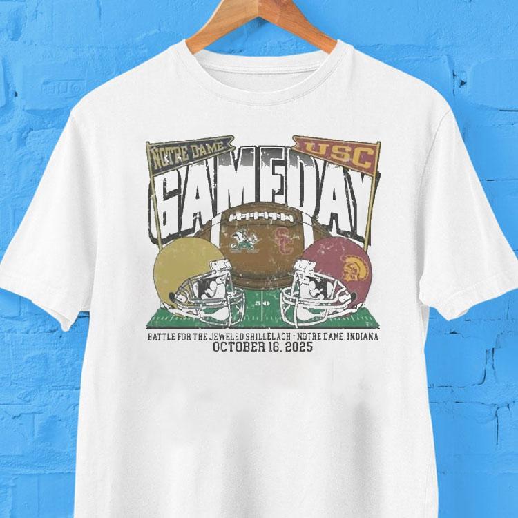 Notre Dame Fighting Irish Vs Usc Trojans 2025 Gameday Battle For The Jeweled Shillelagh Shirt Notre Dame Fighting Irish Vs Usc Trojans 2025 Gameday Battle For The Jeweled Shillelagh Shirt