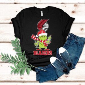 Portland Trail Blazers Christmas Grinch Santa Holiday Shirt Portland Trail Blazers Christmas Grinch Santa Holiday Shirt